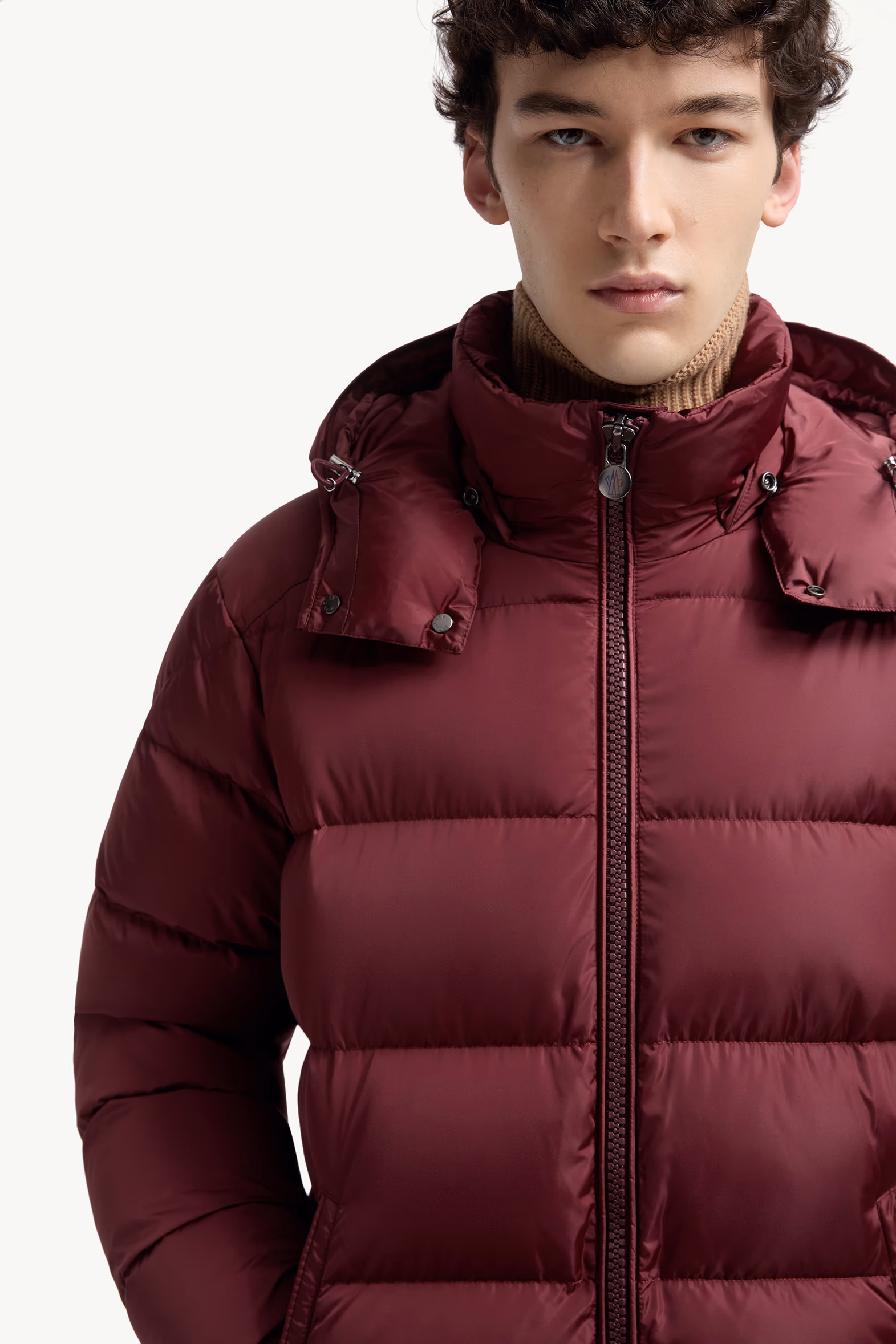 Moncler Maya Hooded Short Down Jacket Men Burgundy Moncler 7